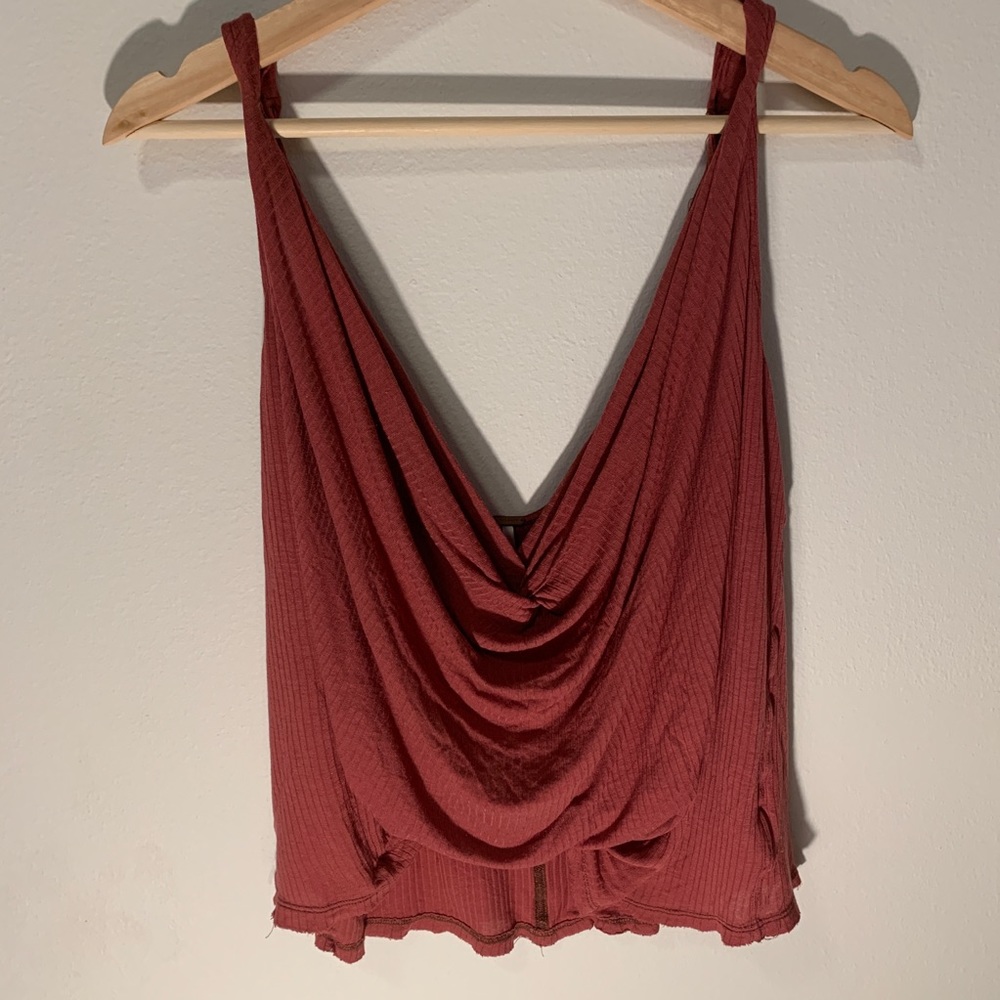 Free People ribbed twist front tank top